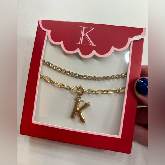 Letter K Initial Gold Bracelet Set NWT - Picture 2 of 4